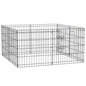 24inch Foldable Metal Exercise Pet Playpen Yard Dog Puppy Kennel Cage 8 Panel