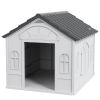 26" Plastic Dog House Outdoor with Air Vents, for Small Medium Dogs, Grey
