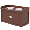 Elevated Dog Bowls Raised Pet Feeding Station with Storage 2 Stainless Steel Bowls, 23.6"x11.8" x14.2", Brown