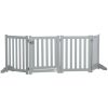23.5"H Foldable Dog Gate with Door, 4 Panels Freestanding Pet Gate Barriers Indoor with Support Feet, Puppy Fence for Small Dogs, Grey