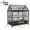 49" Heavy Duty Dog Crate with Removable Tray, Doors, Openable Roof, for Large and Extra Large Dogs, Black
