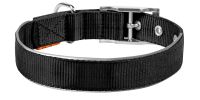 Black Reflective Nylon Dog Collar – Heavy-Duty Adjustable Dog Collar with Metal Buckle