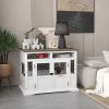 Dog Kennel Furniture Side End Table with Storage Double Doors Small Medium Dogs White