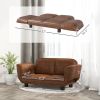 Pet Sofa Dog Bed Couch, Foldable Cat Lounger PU Leather Cover for Medium & Large Sized Animals, 39" x 21.75" x 17.75", Expandable to 52" x 30.25" x 7"