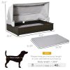 Elevated Wicker Dog House Pet Sofa Rattan Cat Bed with Roof for Patio Coffee