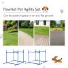 4 Piece Dog Agility Starter Kit with Adjustable Height Jump Bars, Included Carry Bag & Displacing Top Bar - Blue