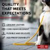 Rolled Leather Dog Leash 4Ft x 0.5 in for Small Medium and Large Dogs Heavy Duty Leash for Outdoor Walking Running Training Yellow Color