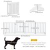 23.5"H Foldable Dog Gate with Door, 4 Panels Freestanding Pet Gate Barriers Indoor with Support Feet, Puppy Fence for Small Dogs, White