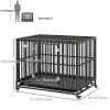 44" Heavy Duty Steel Dog Crate Kennel Pet Cage with Wheels for Convenient Access Anti-Pinching Floor, Black