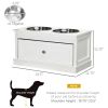 Large Elevated Dog Bowls with Storage Drawer Containing 11L Capacity, Raised Dog Bowl Stand Pet Food Bowl Dog Feeding Station, White