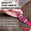 Pink Genuine Leather Dog Collar – Adjustable Durable Leather Collar with QR Safety Tag