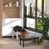23" Elevated Wooden Dog Feeding Station with 2 Bowls – Black