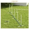 2PCs Dog Agility Kit with Weave Poles, Spray Water Tube, Whistle, Carry Bag, White