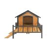 Unique All-Around Iron Frame, Outdoor Large Wooden Cabin House Style Wooden Dog Kennel with Porch