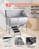 62 Inch Dog Grooming Bath Tub Stainless Steel w Ramp Water Filter Left