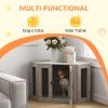 Dog Crate Furniture with Cushion, 41 Inch Corner Design Dog Crate End Table for Medium Dogs, Grey