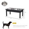 23" Elevated Wooden Dog Feeding Station with 2 Bowls – Black