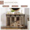 47in Dog Crate Furniture with Divider Panel, Wooden Dog Kennel TV Stand for Large Dogs, Pet House Side Table for 2 Small Dogs with Two Rooms Design