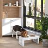 23" Wooden Elevated Dog Bowl Station – White