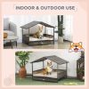 Wicker Dog House with Removable Cushion Lounge, Khaki