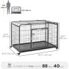 Folding Dog Crate Heavy Duty Cage for Extra Large Sized Dogs with Double Doors, Lockable Wheels Tray, 49" x 30" x 32"