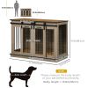 47in Dog Crate Furniture with Divider Panel, Wooden Dog Kennel TV Stand for Large Dogs, Pet House Side Table for 2 Small Dogs with Two Rooms Design