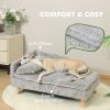 Dog Sofa Bed for Medium Dogs Cats with Cushion, Pillow, Removable and Washable Cover, Non-slip Foot Pads, Light Grey