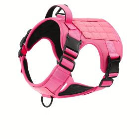 American Local Tactical Pet Service Dog Harness Vest Adjustable Reflective Dog Harness Metal Buckle Hiking Training (Option: Pink-S)