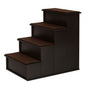 Pet Stairs, Small Pet Steps with Cushioned Removable Covering for Dogs and Cats Up To 22 lbs, Brown (Option: Coffee-620x460x110 mm)