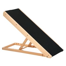 Elevated Dog Ramp for Bed, Foldable and Height Adjustable Pet Ramp for Cats with Non-Slip Finish, Pine 35.5" L x 16" W x 24" H, Black (Option: Black-1100x450x120 mm)