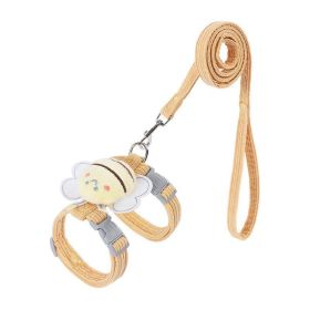 Small Pet Harness Wing Shaped Decorative Walking Vest Traction Rope Set (Option: Yellow-S)