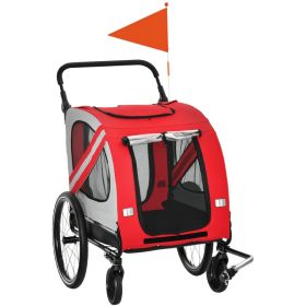 2-in-1 Pet Bike Trailer for Small Medium Dogs, Road-Visibility Dog Stroller Bicycle Carrier, Weather-Strong Bike Wagon Trailer Sidecar Attachment, Red (Option: Red-810x250x625 mm)