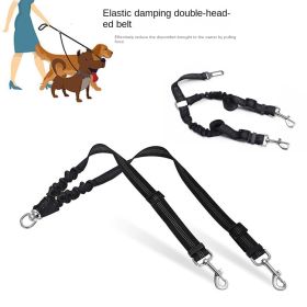 Dog Double Leashes - No Tangle Dog Leash Coupler; Comfortable Shock Absorbing Reflective Bungee Lead for Nighttime Safety (colour: Red)
