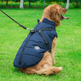 Dog Coat with Harness Winter Dog Coat Fleece Dog Jacket Waterproof Dog Coat Zipper Dog Jacket Puppy Coat Small Dog Clothes Dog Coat with Reflective Ha (Color: black, size: 3XL)