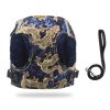 Dragon Pattern Reflective Dog Harness Set – Adjustable Safety Vest with Matching Leash
