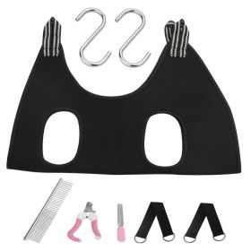 Dog Grooming Hammock Harness for Dogs & Cats with Pet Nail Clipper Trimmer (Color: black, size: M)