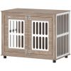 39" Dog Crate Furniture with 2 Doors, Adjustable Non-slip Foot Mats, for Large Dogs, Walnut Brown