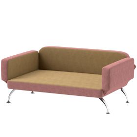 Dog Sofa Bed w/ Adjustable Armrest & Backrest for Small, Medium & Large Dogs, Pink (Color: Pink)