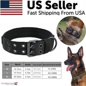 2-Inch Wide Tactical Heavy-Duty Nylon Dog Collar – K9 Military Collar with Metal Buckle (Color: black, size: XL - Neck 21.7" ~ 25.6")