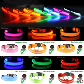 LED Adjustable Dog Collar Blinking Flashing Light Up Glow Pets Safety Waterproof (Color: Green, size: S)