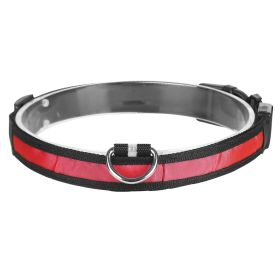 LED Dog Collar USB Rechargeable Adjustable Dog Safety Collar Night Safety Flashing Luminous Light up Collar (Color: Red, size: small)