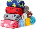 10-Piece Pet Blanket Set – Paw Print Fleece Dog Blankets (24" x 28") for Dogs & Puppies