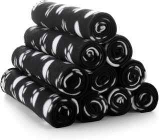 10-Piece Pet Blanket Set – Paw Print Fleece Dog Blankets (24" x 28") for Dogs & Puppies (Color: Cool Color)