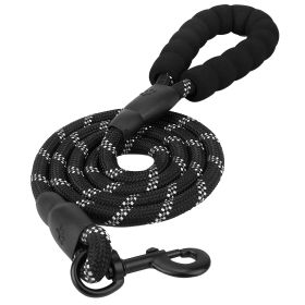 5FT Reflective Dog Leash – Heavy Duty Training & Walking Lead with Foam Handle (Color: black, size: One Size)