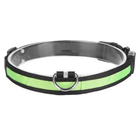 LED Dog Collar USB Rechargeable Adjustable Dog Safety Collar Night Safety Flashing Luminous Light up Collar (Color: Green, size: medium)