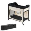 Elevated Lounge Pet Bed, Foldable Bunk Dog Bed with 600D Oxford Cloth and Dutch Velvet, Portable Raised Cot with Wheels, Side Storage Bags