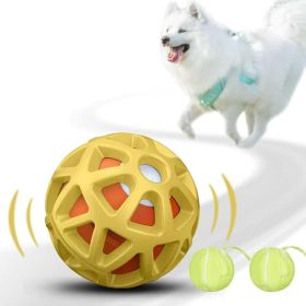 SEAGI Interactive Dog Ball Toy – Automatic Bouncing & Vibrating Smart Toy (USB Rechargeable, Yellow) (Color: Yellow)