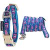 Touchdog 'Bone Patterned' Tough Stitched Embroidered Dog Collar and Leash Set