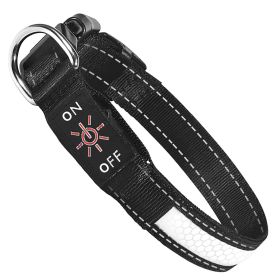 Light Up LED Dog Collar – Waterproof Rechargeable Glowing Safety Collar (size: M)
