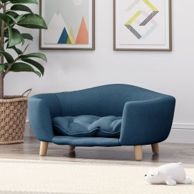 Mid-Century Modern Pet Sofa Bed – Plush Tufted Dog Couch with Birch Wood Legs for Small Dogs (Color: as Pic)